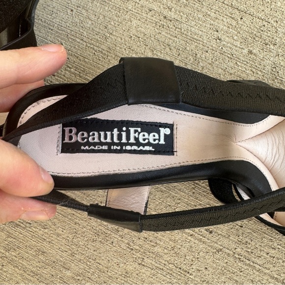 BeautiFeel Camille Open-Toe Pump Sandals Shoes Black Leather Patent 40 comfy - Picture 8 of 9